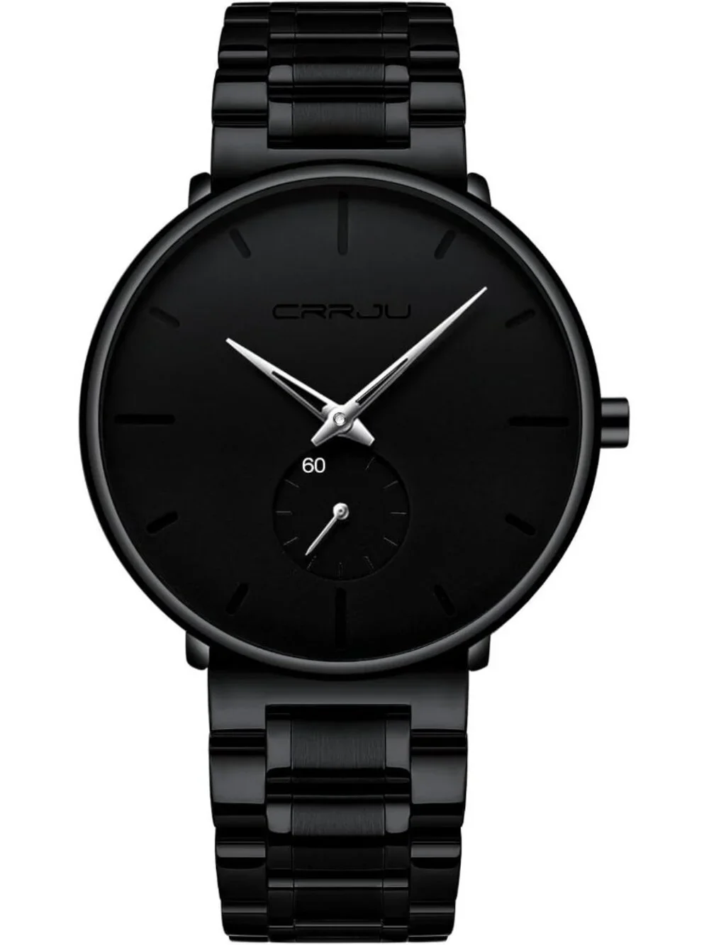 Unisex Silver Ultra-Thin Minimalist Waterproof Stainless Steel Band Wrist Watch